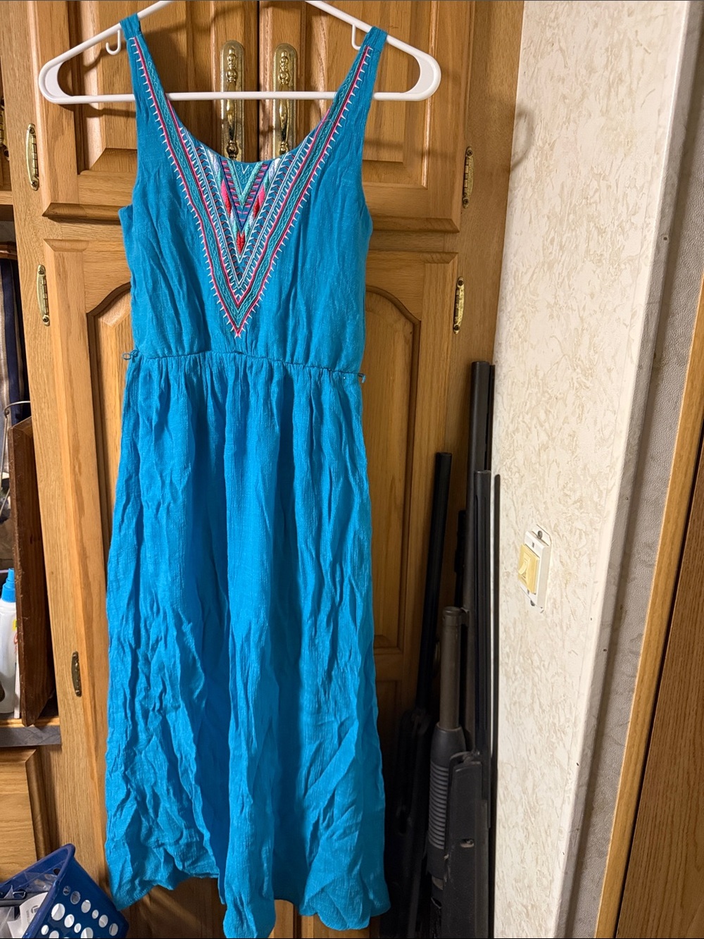 Lily Rose Teal Sleeveless Embroidered Maxi Dress